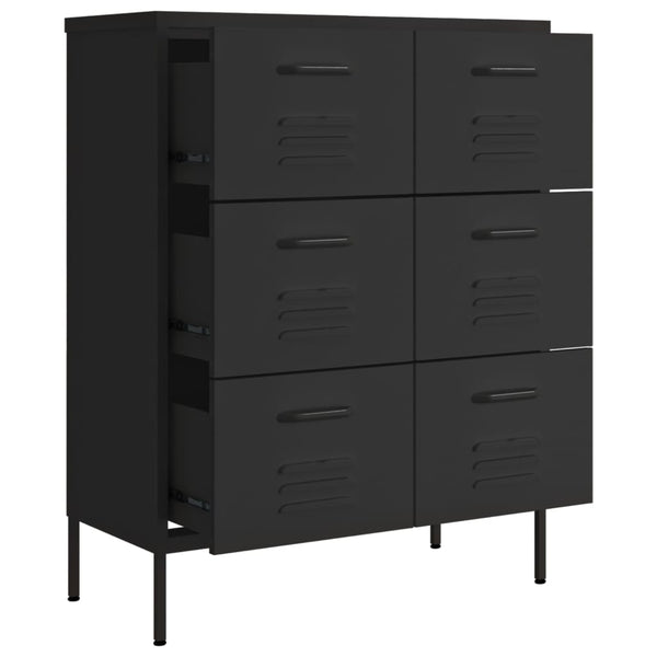 Schwarze Kommode Sivestru 80x35x101,5cm (Stahl)
