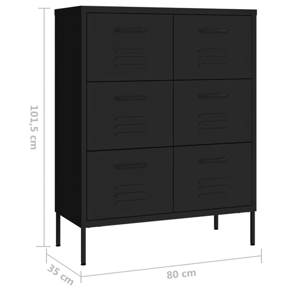 Schwarze Kommode Sivestru 80x35x101,5cm (Stahl)