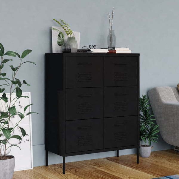 Schwarze Kommode Sivestru 80x35x101,5cm (Stahl)