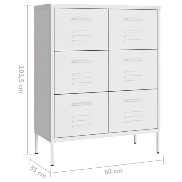Weiße Kommode Sivestru 80x35x101,5cm (Stahl)