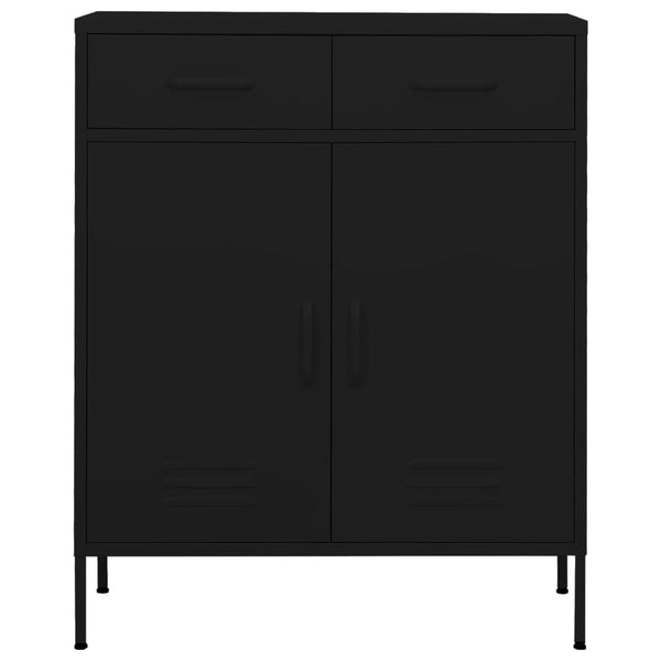 Schwarzer Lagerschrank Buzura 80x35x101,5cm (Stahl)