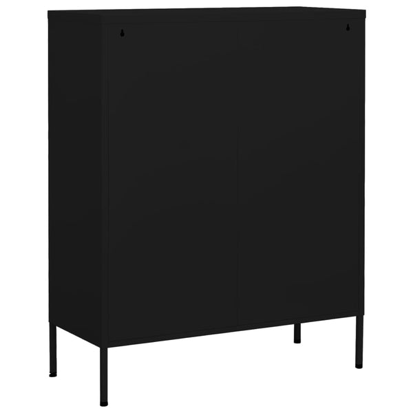 Schwarzer Lagerschrank Buzura 80x35x101,5cm (Stahl)