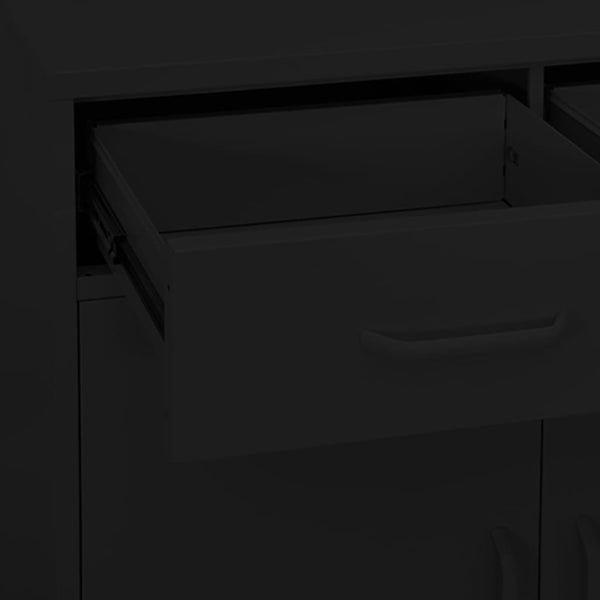 Schwarzer Lagerschrank Buzura 80x35x101,5cm (Stahl)