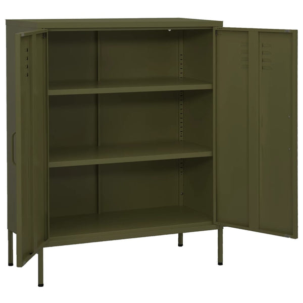 Olivgrüner Lagerschrank Firinel 80x35x101,5cm (Stahl)