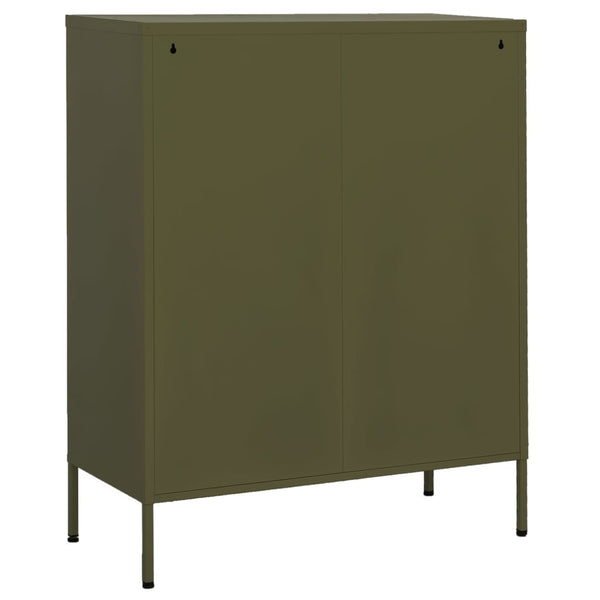 Olivgrüner Lagerschrank Firinel 80x35x101,5cm (Stahl)