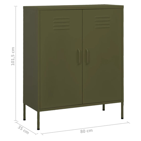 Olivgrüner Lagerschrank Firinel 80x35x101,5cm (Stahl)