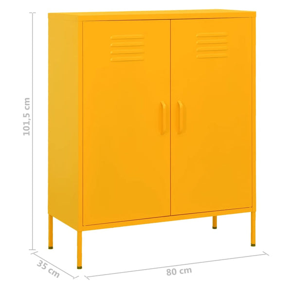 Senfgelber Lagerschrank Firinel 80x35x101,5cm (Stahl)