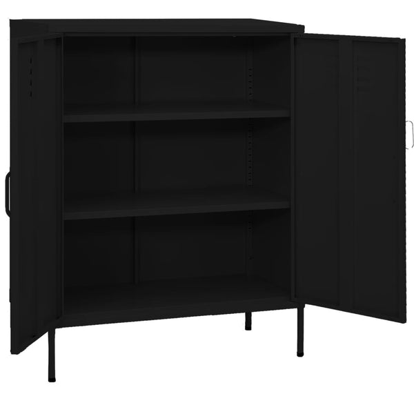 Schwarzer Lagerschrank Firinel 80x35x101,5cm (Stahl)