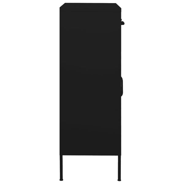 Schwarzer Lagerschrank Firinel 80x35x101,5cm (Stahl)