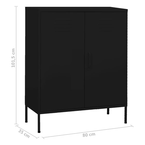 Schwarzer Lagerschrank Firinel 80x35x101,5cm (Stahl)