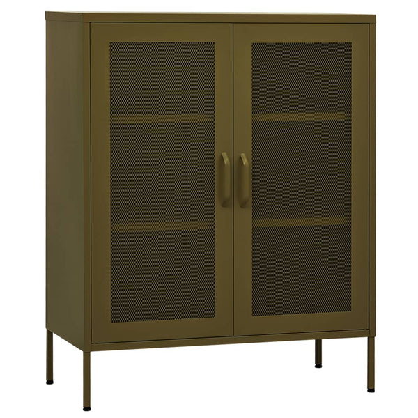 Olivgrüner Lagerschrank Afilie 80x35x101,5cm (Stahl)