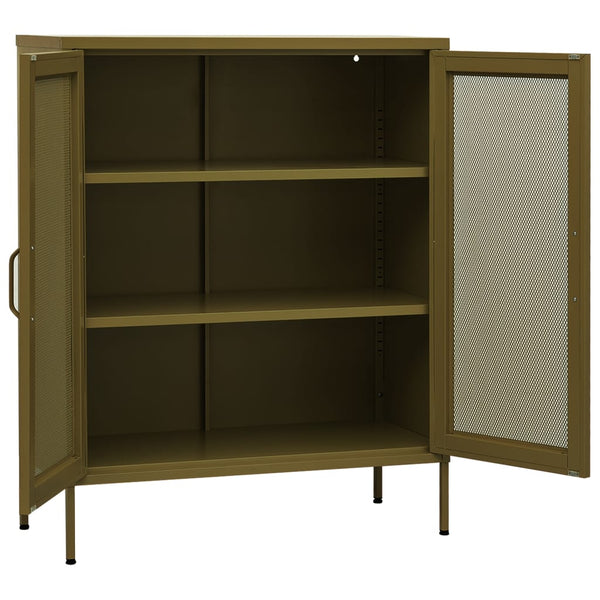 Olivgrüner Lagerschrank Afilie 80x35x101,5cm (Stahl)
