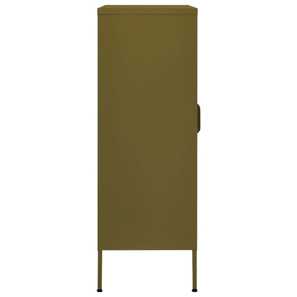Olivgrüner Lagerschrank Afilie 80x35x101,5cm (Stahl)