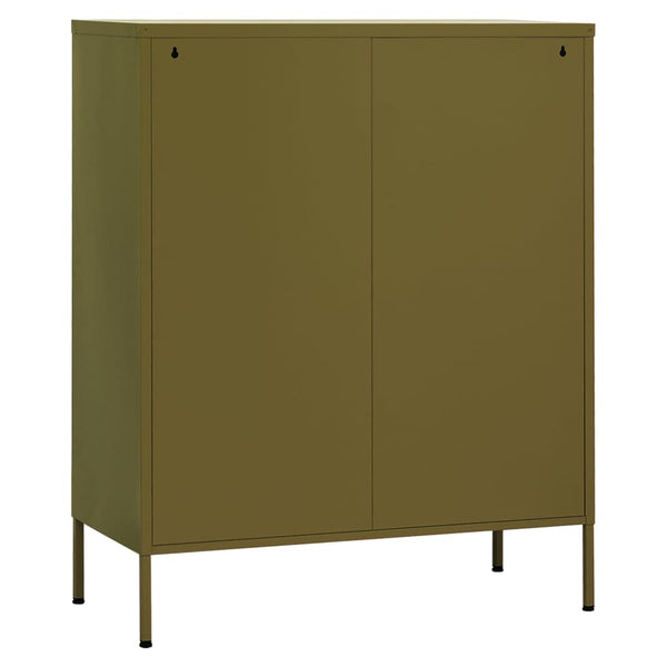 Olivgrüner Lagerschrank Afilie 80x35x101,5cm (Stahl)