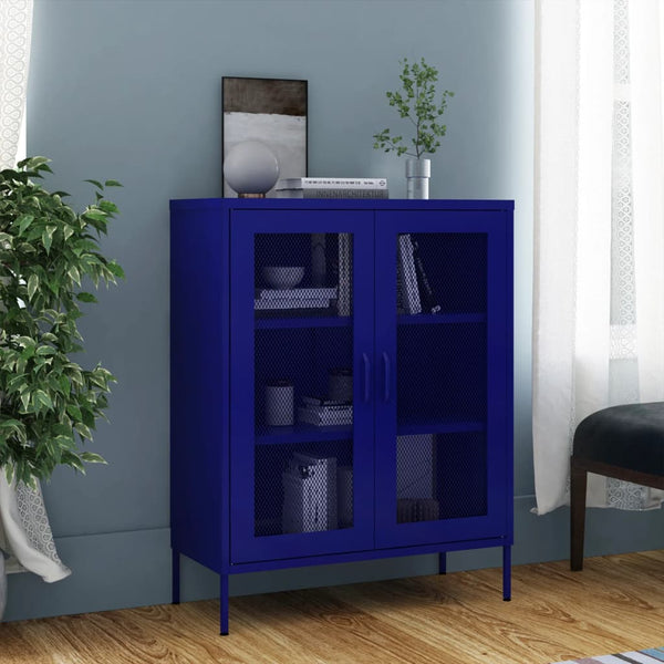 Marineblauer Lagerschrank Afilie 80x35x101,5cm (Stahl)