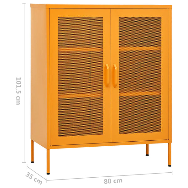Senfgelber Lagerschrank Afilie 80x35x101,5cm (Stahl)