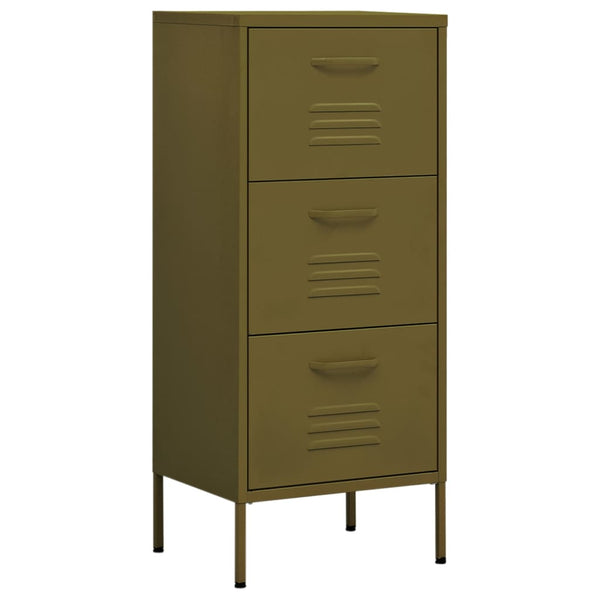 Olivgrüner Lagerschrank Teodosie 42,5x35x101,5cm (Stahl)