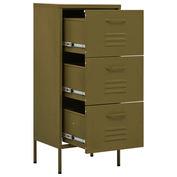 Olivgrüner Lagerschrank Teodosie 42,5x35x101,5cm (Stahl)