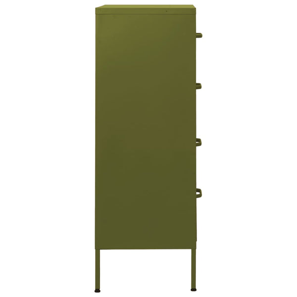 Oliivinvihreä lipasto Andel 80x35x101,5cm (teräs)
