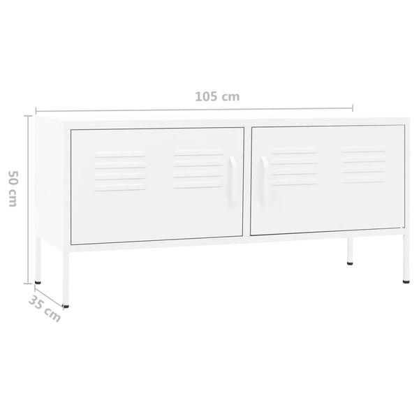 Weißes TV-Lowboard Corda 105x35x50cm (Stahl)