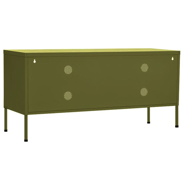 Olivgrünes TV-Möbel Galateea 105x35x50cm (Stahl)