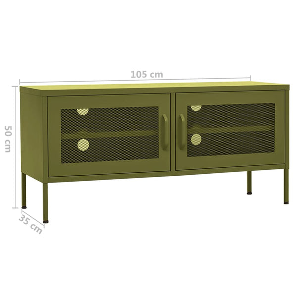Olivgrünes TV-Möbel Galateea 105x35x50cm (Stahl)