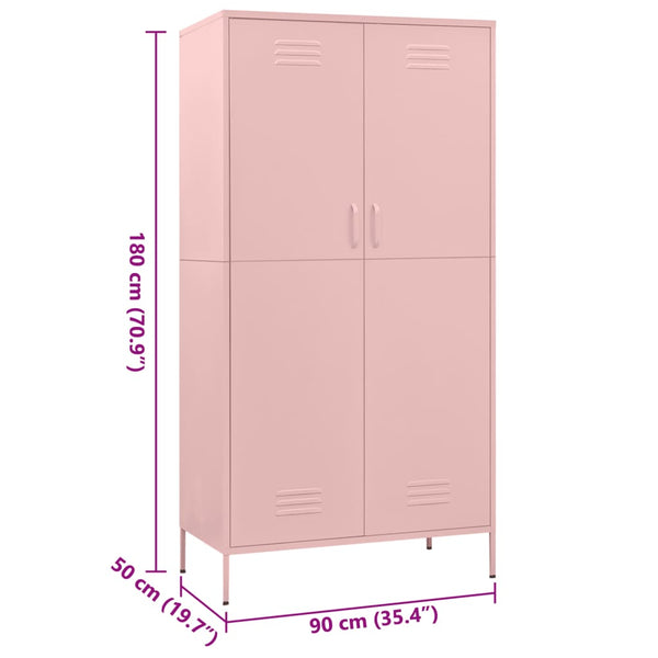 Pink Kleiderschrank Hubbard 90x50x180cm (Stahl)