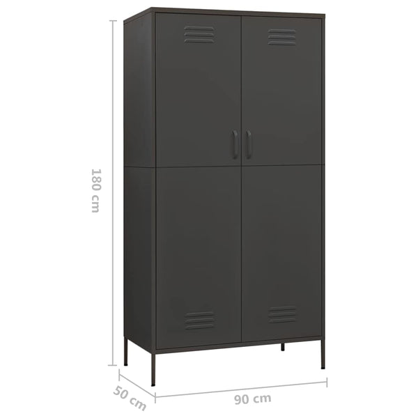 Antrasiitti vaatekaappi Hubbard 90x50x180cm (teräs)