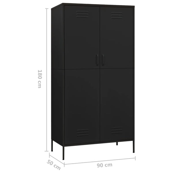 Musta vaatekaappi Hubbard 90x50x180cm (teräs)