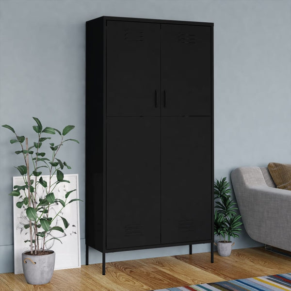 Musta vaatekaappi Hubbard 90x50x180cm (teräs)