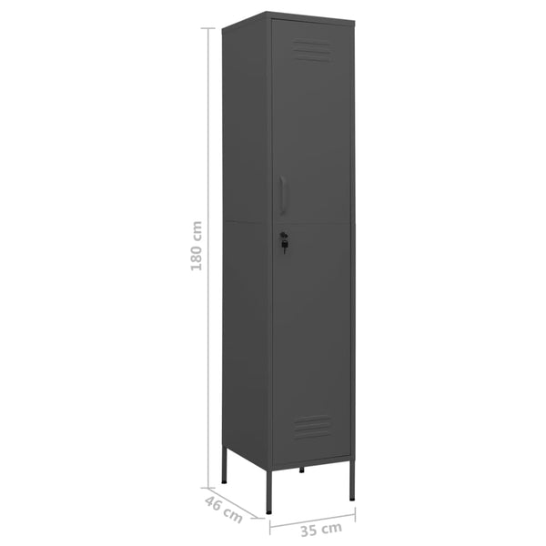 Garderobenschrank Zoa Anthrazit 35x46x180cm (Stahl)