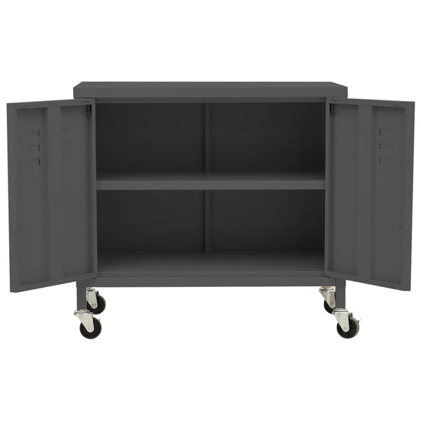 Anthrazitfarbener Lagerschrank Tetik 60x35x56cm (Stahl)