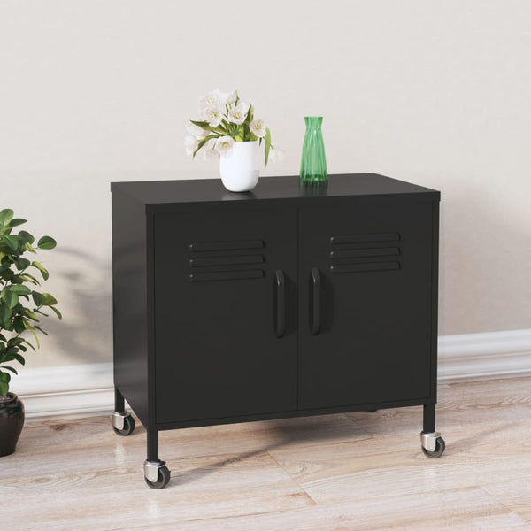 Schwarzer Lagerschrank Tetik 60x35x56cm (Stahl)