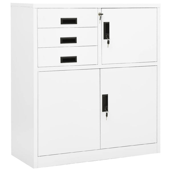 Weißer Büroschrank Neculce 90x40x102cm (Stahl)
