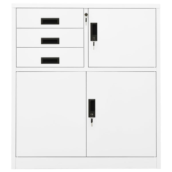 Weißer Büroschrank Neculce 90x40x102cm (Stahl)