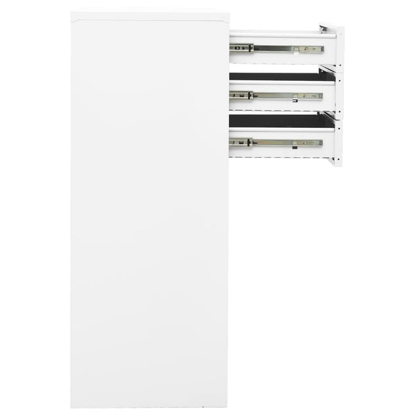 Weißer Büroschrank Neculce 90x40x102cm (Stahl)