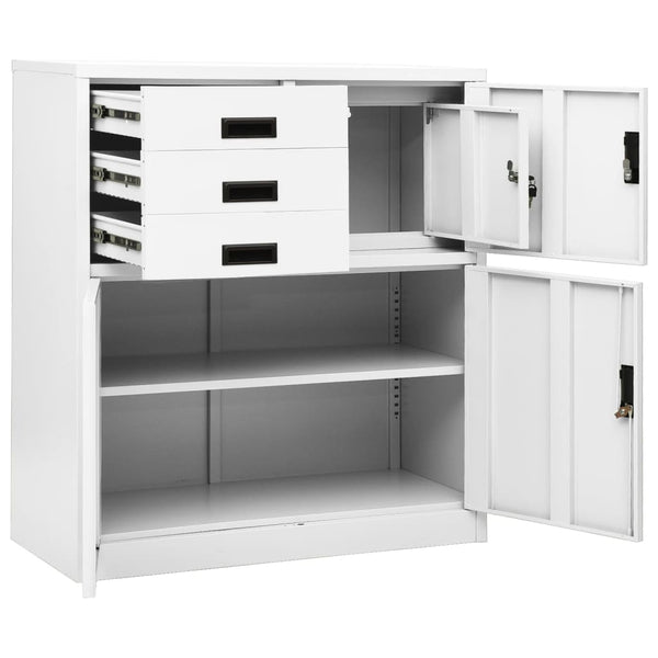Weißer Büroschrank Neculce 90x40x102cm (Stahl)