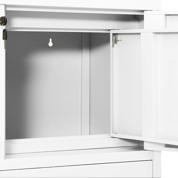 Weißer Büroschrank Neculce 90x40x102cm (Stahl)