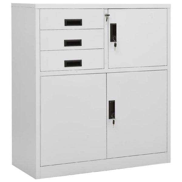 Hellgrauer Büroschrank Neculce 90x40x102cm (Stahl)