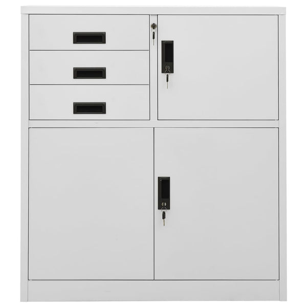 Hellgrauer Büroschrank Neculce 90x40x102cm (Stahl)