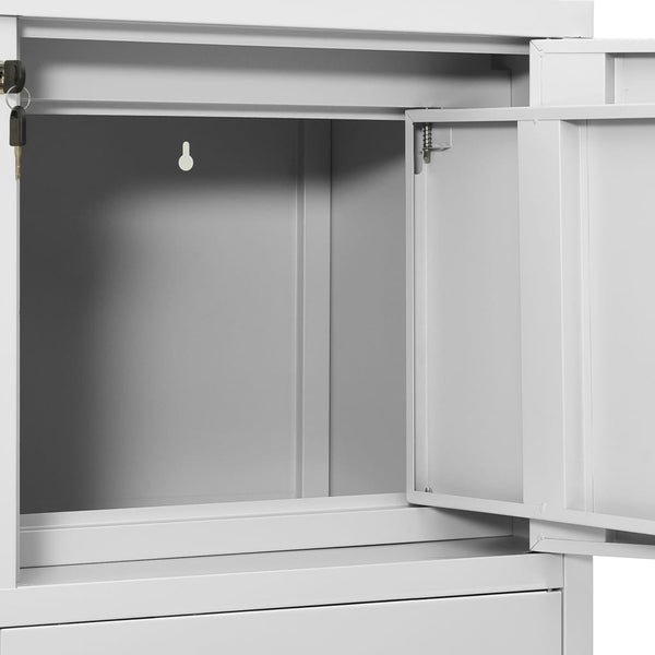 Hellgrauer Büroschrank Neculce 90x40x102cm (Stahl)