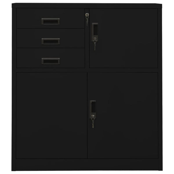 Schwarzer Büroschrank Neculce 90x40x102cm (Stahl)