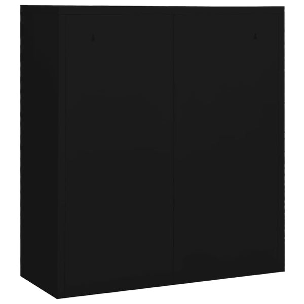 Schwarzer Büroschrank Neculce 90x40x102cm (Stahl)