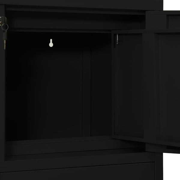 Schwarzer Büroschrank Neculce 90x40x102cm (Stahl)