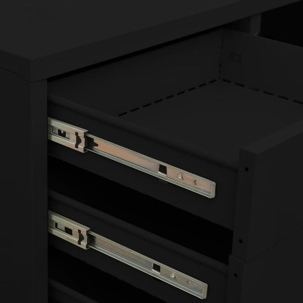Schwarzer Büroschrank Neculce 90x40x102cm (Stahl)