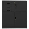 Anthrazitfarbener Büroschrank Neculce 90x40x102cm (Stahl)