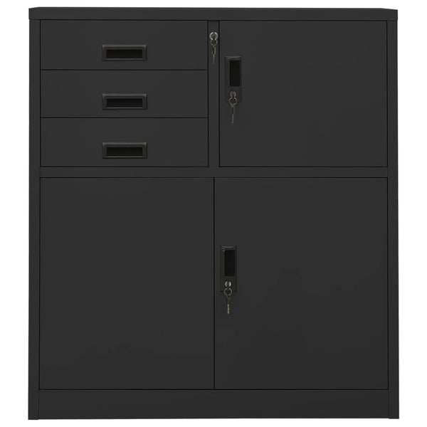 Anthrazitfarbener Büroschrank Neculce 90x40x102cm (Stahl)