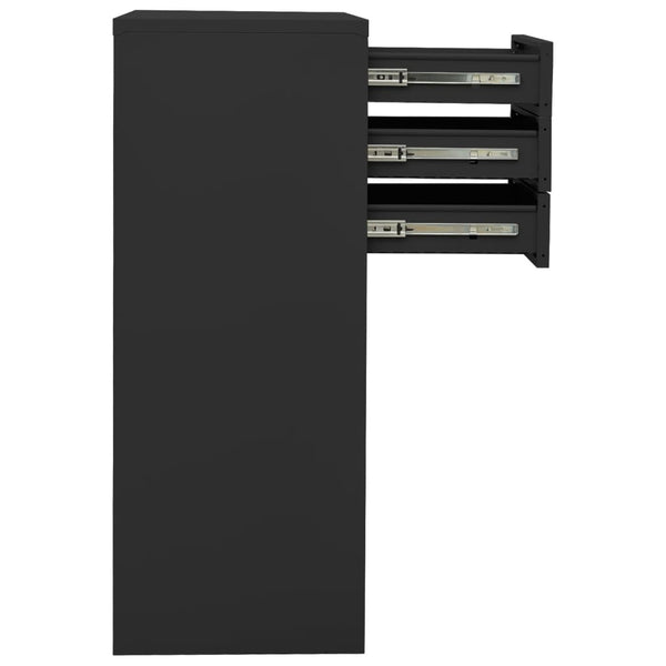 Anthrazitfarbener Büroschrank Neculce 90x40x102cm (Stahl)
