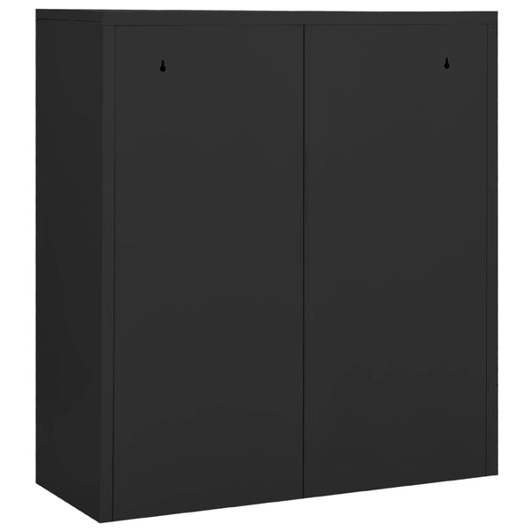 Anthrazitfarbener Büroschrank Neculce 90x40x102cm (Stahl)