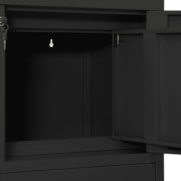 Anthrazitfarbener Büroschrank Neculce 90x40x102cm (Stahl)